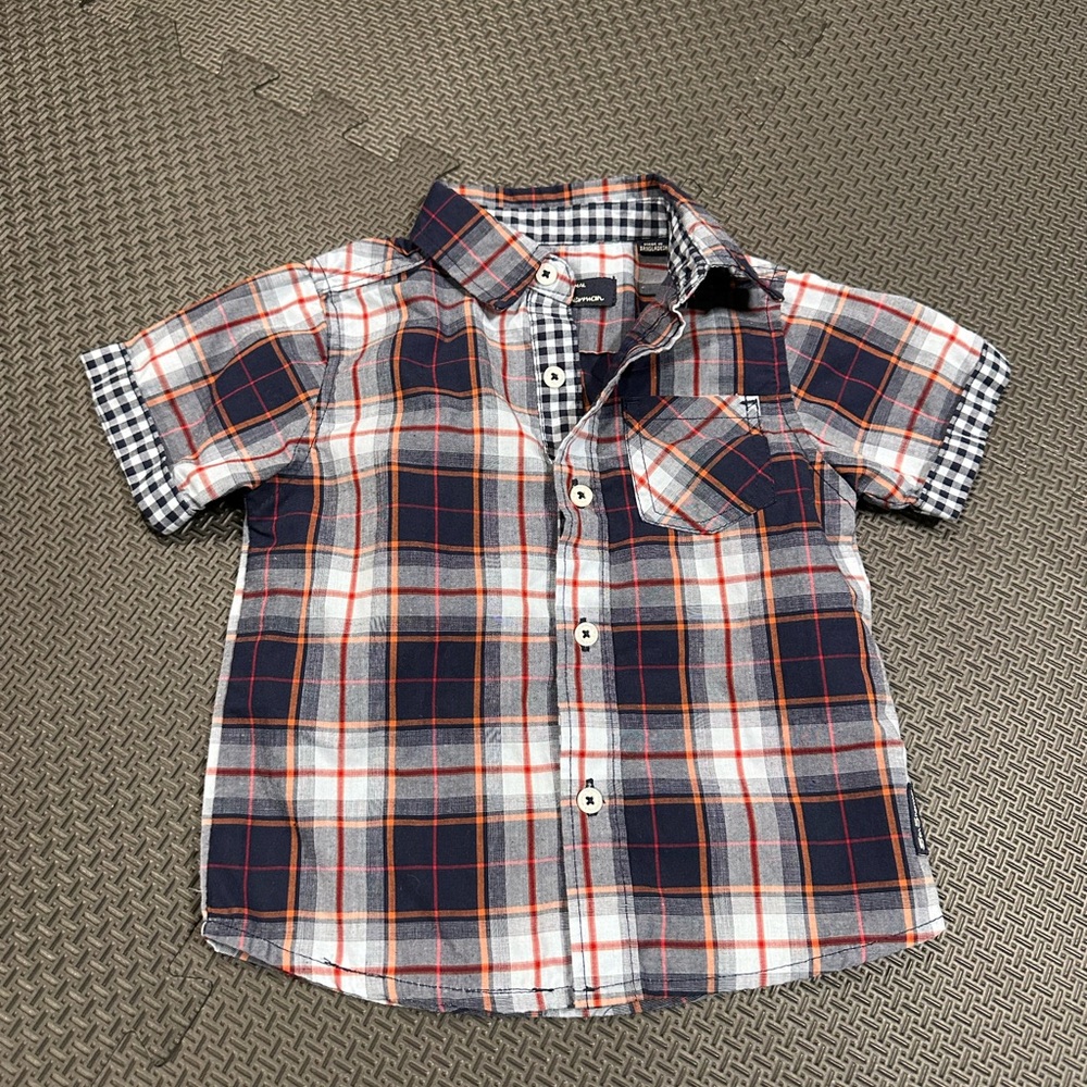 4/20$ Ben Sherman Plaid Short Sleeve Baby Button Down Shirt size 18 months